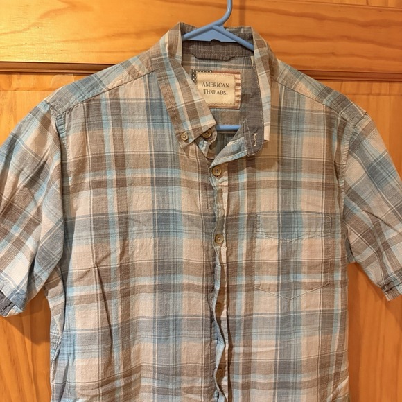 American Threads Other - American Threads Button Up Shirt Men's Medium Multicolor BluePlaid Button Collar